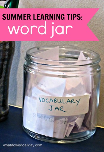 summer vocabulary learning with a word jar