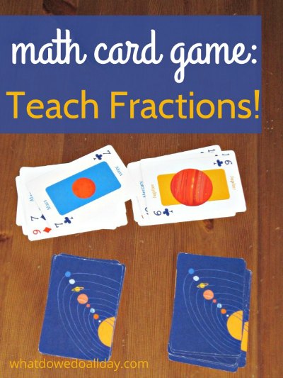 Kids practice fractions with a simple math card game