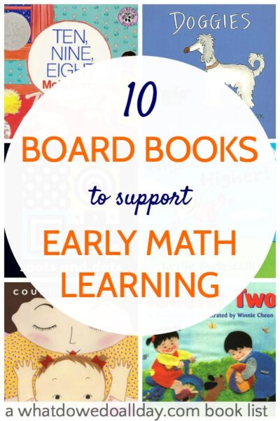 Math books for babies and toddlers that support early learning of patterns and numbers.