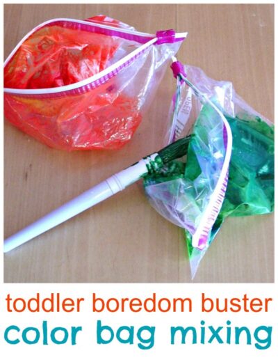 Sensory bag and color mixing for toddlers