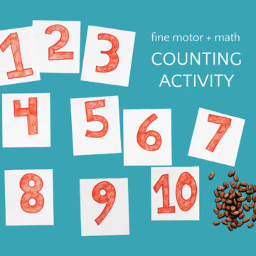1-10 number cards and small pile of beans for counting activity