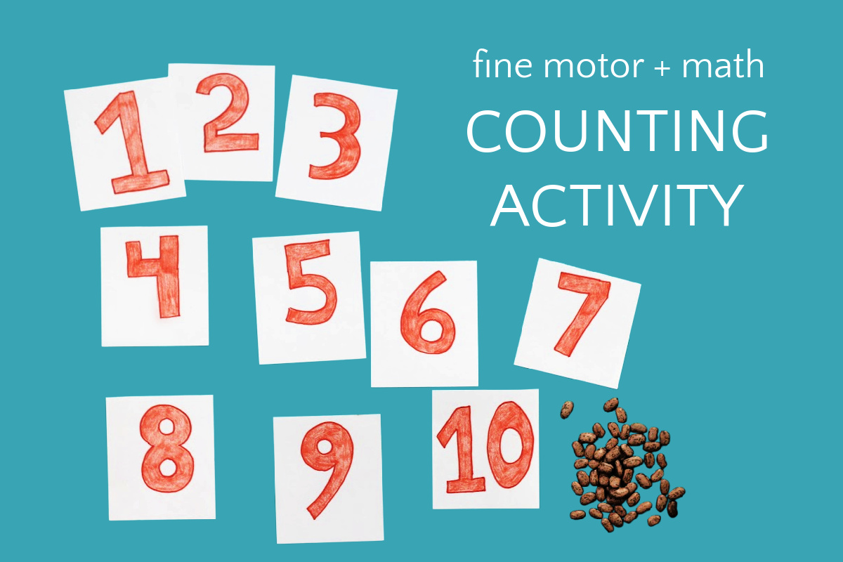 1-10 number cards and small pile of beans for counting activity