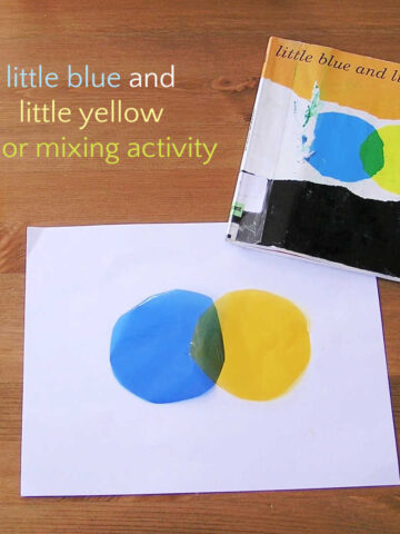 Little Blue and Little Yellow book activity with cellophane circles