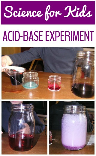 Science at home with kids: change the color of liquid with an acid-base experiment