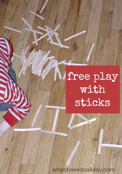 Playing with wooden craft sticks is a great indoor activity for kids.