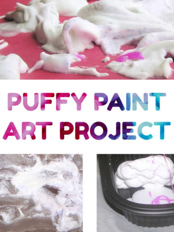 Three photos of puffy paint recipes