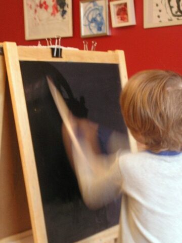 Chalkboard art with water painting