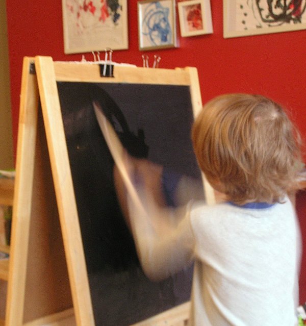 Chalkboard art with water painting