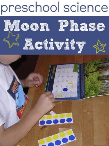 Moon phase activity for kids using stickers and a calendar