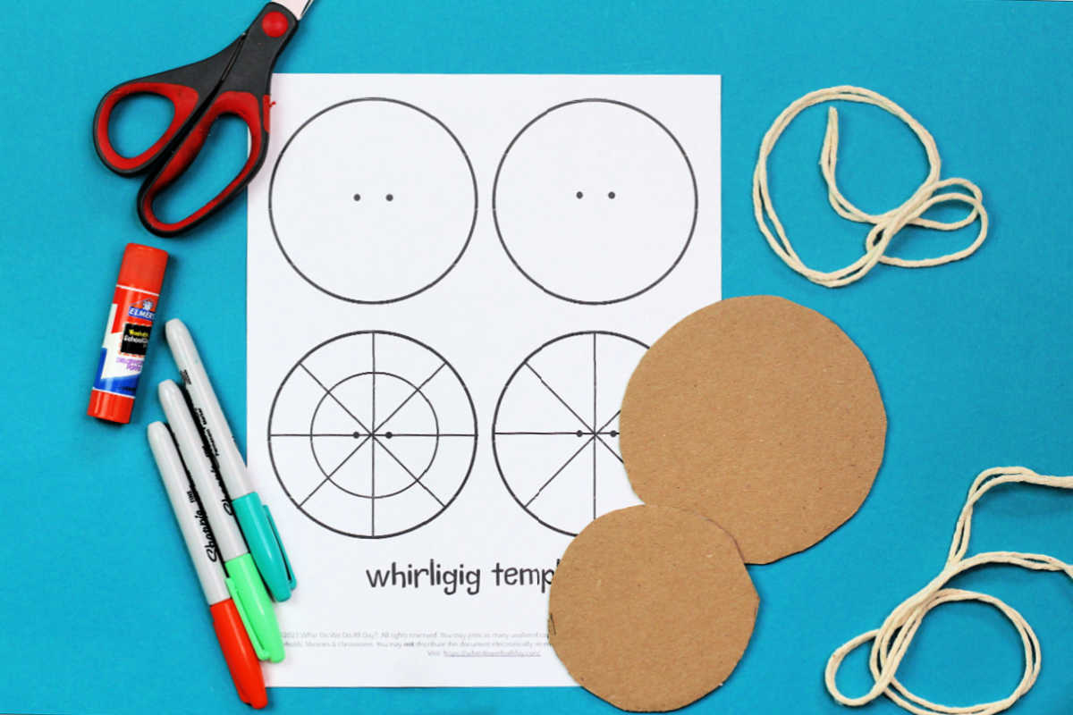Materials for making a whirligig spinning toy