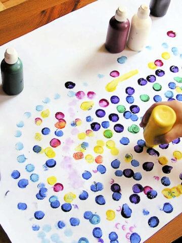 Colorful children's dot art with dot dabber