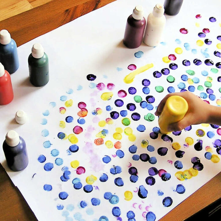 Colorful children's dot art with dot dabber