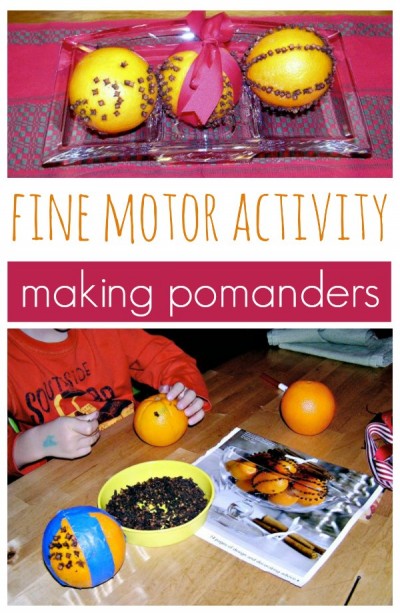 Fine motor skills practice with pomanders