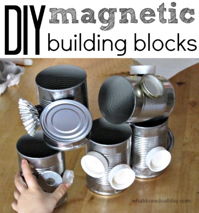 Awesome idea! DIY magnet building block set with cans and lids