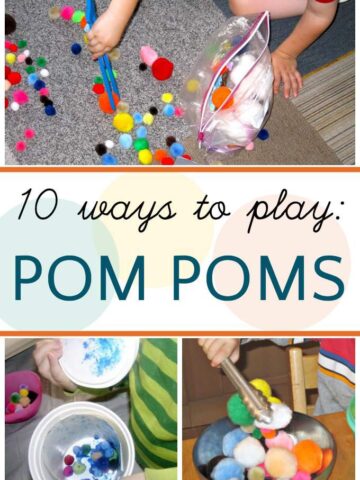 Indoor kids activities with pom poms..