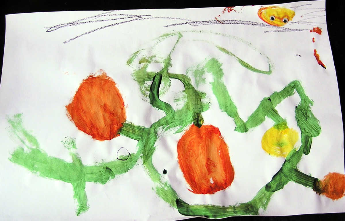 Child's painting of pumpkins