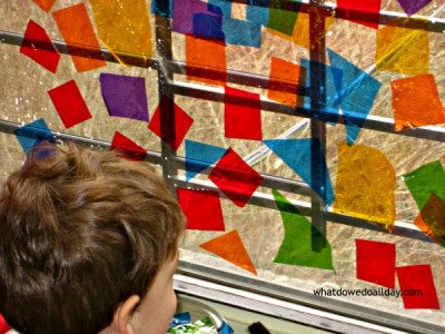 Faux stained glass window art project for kids