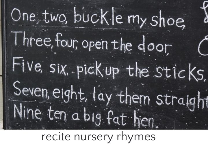 Buckle my shoe nursery rhyme on chalkboard