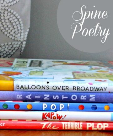 Easy poem activity for kids to introduce "writng" poetry is spine poetry