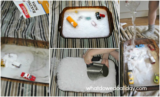 Keep your kids busy with this fizzy indoor/outdoor activity from whatdowedoallday.com