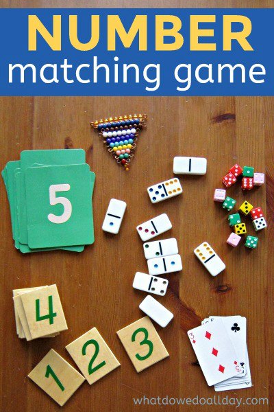 Kindergarten number game: math quantities and numerals