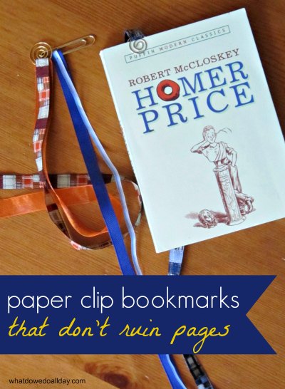 Handmade paper clip ribbon bookmarks that won't ruin your book pages