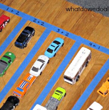 So fun for kids who love toy cars! Parking lot math.