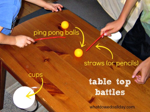 Table top indoor ball battle game.