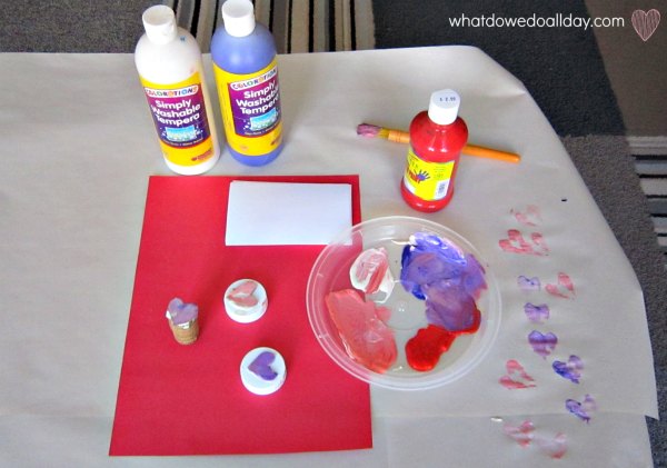 Supplies for stamped valentine cards