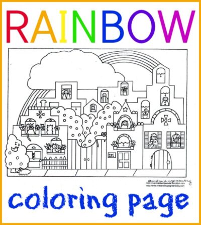 Rainbow coloring page by childrens book illustrator Melanie Hope Greenberg.