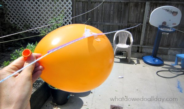 How to make a balloon rocket. Indoor or outdoor activity for kids. 