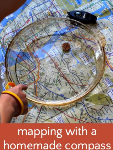 Simple geography science activity with a homemade compass. Perfect for just before a trip.