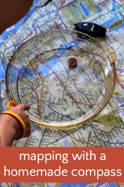 Simple geography science activity with a homemade compass. Perfect for just before a trip. 