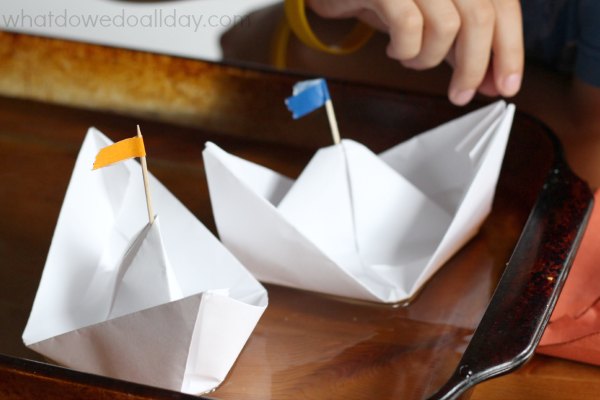 Floating paper boats