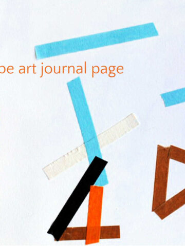 Colored tape pieces randomly placed on white background.