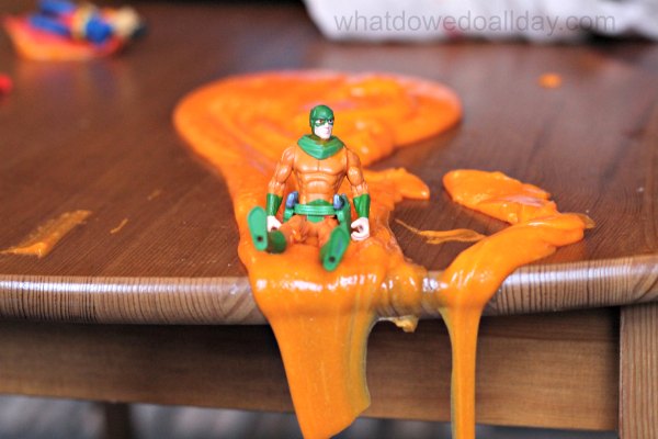 Superhero slime play for kids indoor activity