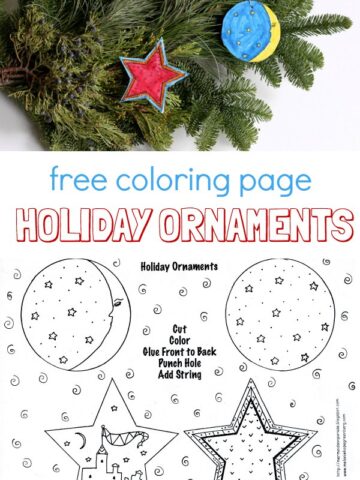 Ornament coloring page. Free printable by Melanie Hope Greenberg.