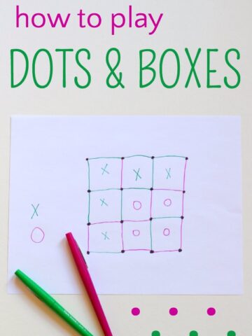 How to play dots and boxes game. A fun indoor boredom buster for kids and families.