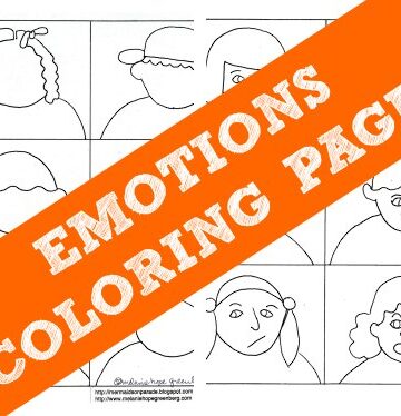 Feelings coloring pages for kids. 2 free printable sheets.