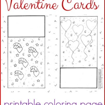 Free, printable Valentine cards coloring page for kids.
