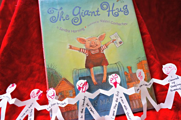 Make a valentine craft for the book The Giant Hug
