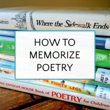 Stack of poetry books with text overlay, How to Memorize Poetry.