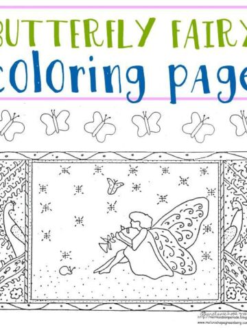 Free printable butterfly fairy coloring page activity
