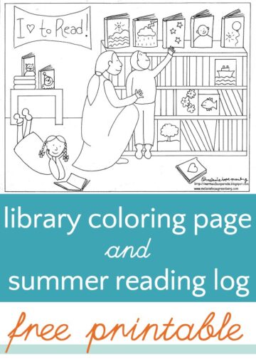 Library Coloring Page (and Summer Reading Log)