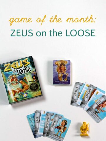 Zeus on the Loose game. Fun family game for math learning.