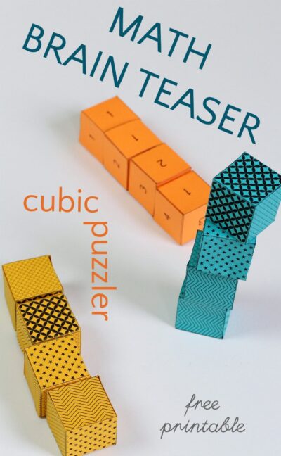 Math cuber riddle puzzler for kids.