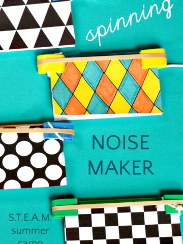 Science experiment for kids. How to make a spinning noise maker.