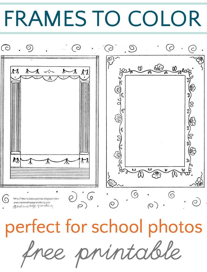 Coloring pages that double as frames for school pictures. Fun gift or card idea.