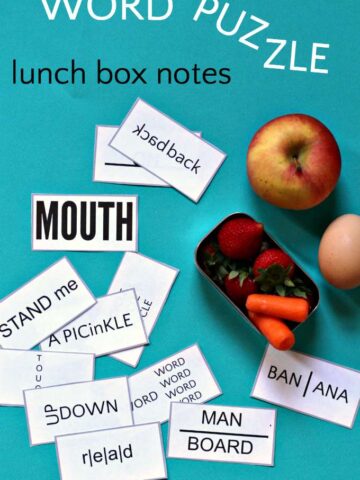 Word puzzle lunch box notes for literacy at lunch!