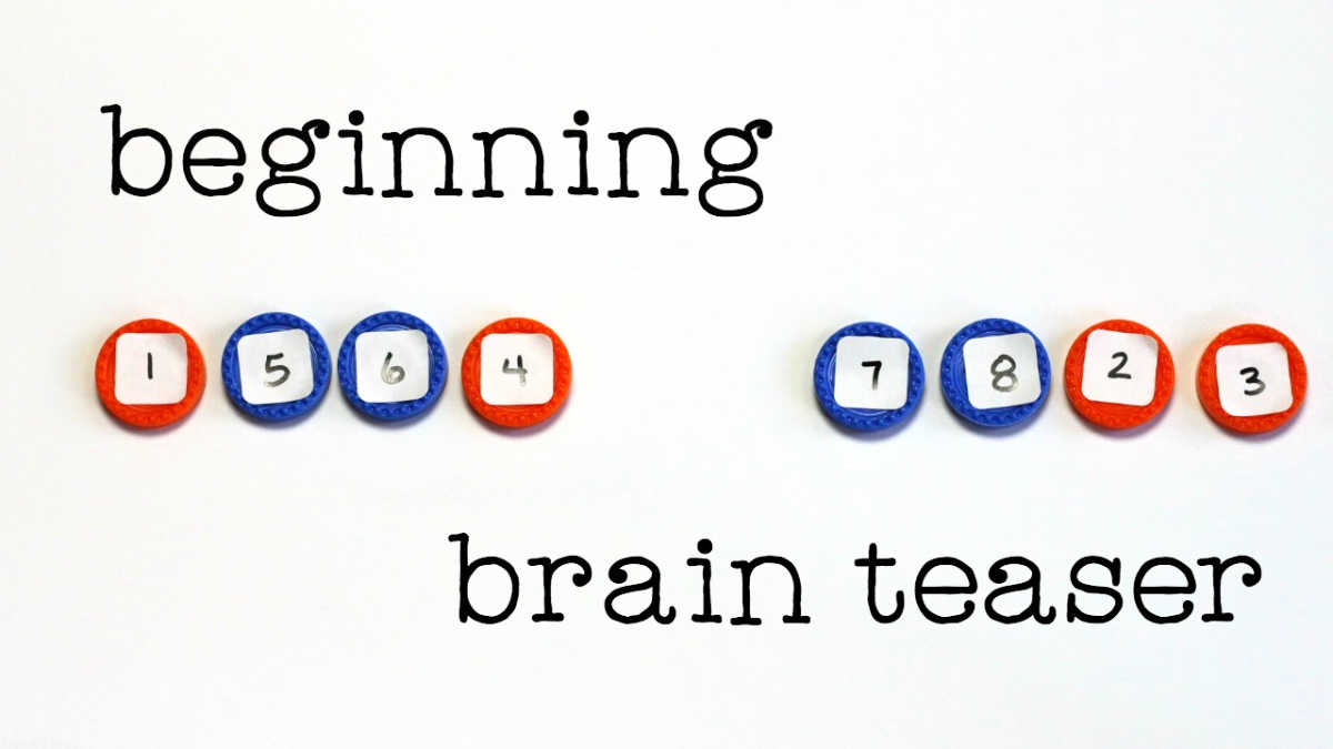 Beginning brain teaser set up with numbered tokens